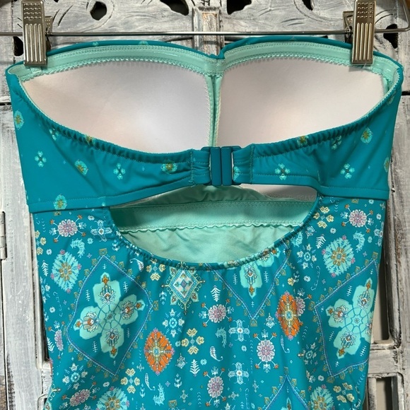 NWOT Seafolly Inka Gypsy Bandeau Maillot One Piece Swimsuit Eden Blue - Picture 8 of 12